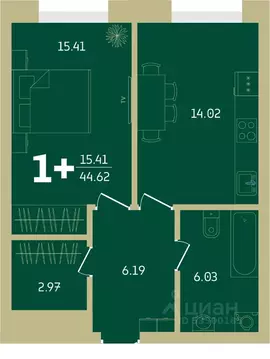 1-к кв. Башкортостан, Уфа Революционная ул., 39/4 (44.62 м)