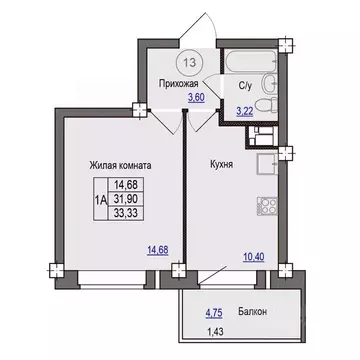 1-к кв. Псковская область, Псковский район, Завеличенская волость, д. ...