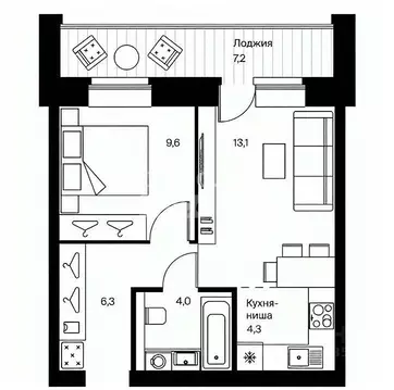 2-к кв. Коми, Сыктывкар Петрозаводская ул., 43 (38.0 м)