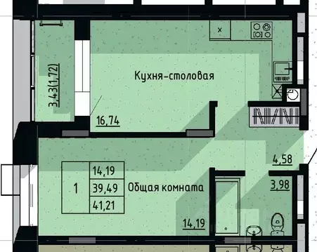 1-к кв. Саха (Якутия), Якутск пос. Геологов,  (41.21 м)