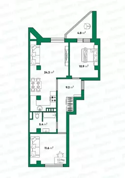 3-к кв. Кировская область, Киров ул. Калинина, 40 (61.3 м)