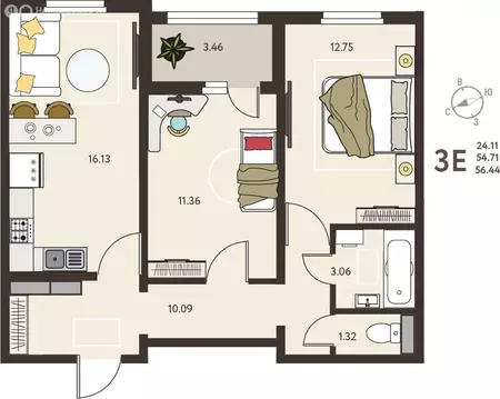 2-комнатная квартира: Курск, микрорайон Курского Завода Тракторных ...