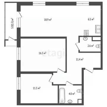 2-к кв. Тюменская область, Тюмень Профсоюзная ул., 55 (70.7 м)