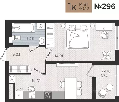1-к кв. Калининградская область, Калининград Мой Город жилой комплекс ...
