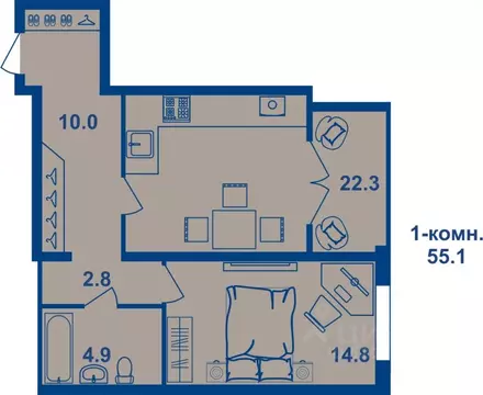 2-к кв. Костромская область, Кострома Магистральная ул., 71 (52.6 м)