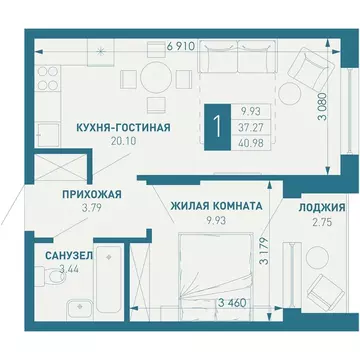 1-комнатная квартира: Краснодар, посёлок Берёзовый, микрорайон ...