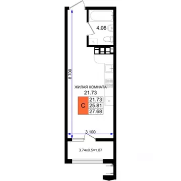 Студия Краснодарский край, Новороссийск ул. Григория Белькинда (27.68 ...