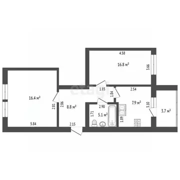 2-к кв. Калининградская область, Гурьевск Советская ул., 24 (48.7 м)