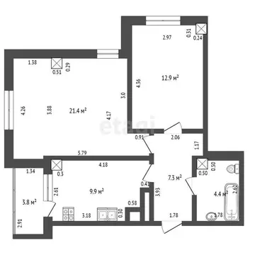 2-комнатная квартира: Якутск, улица Красильникова, 7/1 (55.9 м)