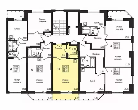 Студия Новосибирская область, Новосибирск Вилюйская ул., 6 (36.7 м)