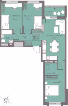 3-к кв. Пермский край, Пермь ул. Серебристая, 5 (79.0 м)