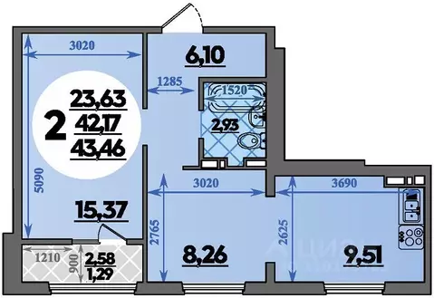 2-к кв. Краснодарский край, Краснодар пос. Березовый, Молодежный-2 ...