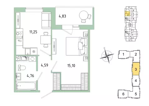 1-к кв. Ленинградская область, Гатчина Въезд мкр,  (38.11 м)
