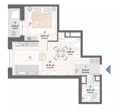 1-к кв. Московская область, Пушкино Надсоновский туп. (44.89 м)