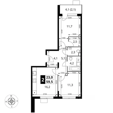 2-к кв. Московская область, Химки Подрезково мкр, 1-й Шереметьевский ...