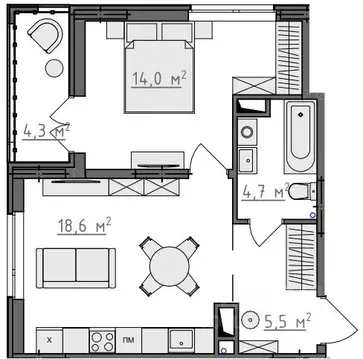 1-к кв. Владимирская область, Владимир Сновицы-Веризино мкр,  (44.95 ...