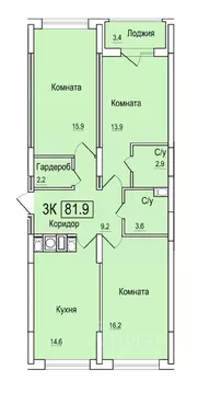 3-к кв. Смоленская область, Смоленск ул. 1-я Восточная, 7 (81.9 м)