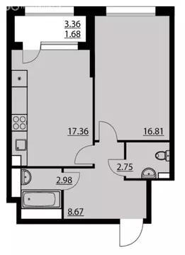 2-комнатная квартира: Воронеж, улица Ворошилова, 1 (50.25 м)