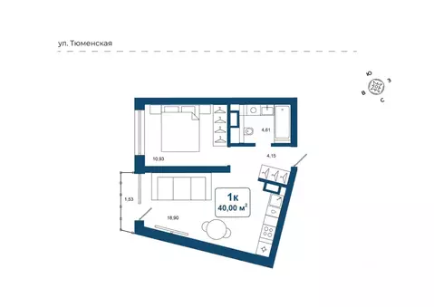 1-к кв. Тюменская область, Тюменский район, д. Дударева Родина-2 жилой ...