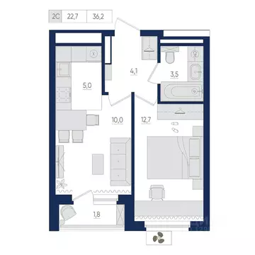 2-к кв. Башкортостан, Уфа бул. Яркий (36.2 м)