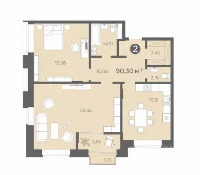 2-к кв. Чувашия, Чебоксары ул. Карла Маркса, 50 (90.3 м)