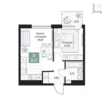 1-к кв. Волгоградская область, Волгоград просп. Имени В.И. Ленина, 59Г ...