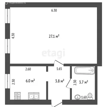 1-комнатная квартира: Орёл, Московская улица, 61 (40.6 м)