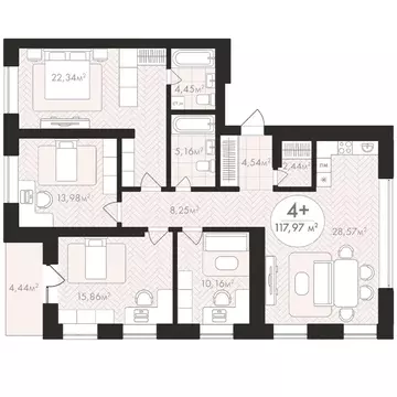 4-к кв. Башкортостан, Уфа Южный-2 мкр,  (117.97 м)