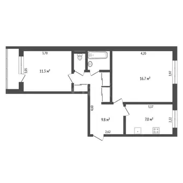 2-комнатная квартира: Благовещенск, Студенческая улица, 28 (49.6 м)