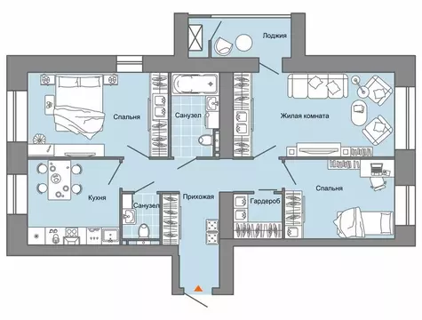 3-комнатная квартира: Первомайский, ЖК Знак, 20 (78 м)