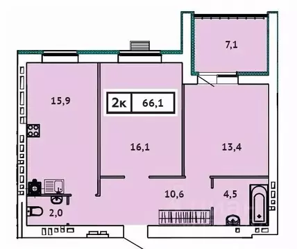 2-к кв. Ивановская область, Иваново ул. 2-я Чайковского, 40 (66.1 м)