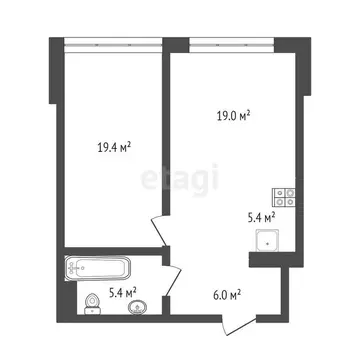 1-комнатная квартира: Тюмень, Первомайская улица, 8 (55.5 м)