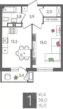 1-к кв. Краснодарский край, Краснодар Новороссийская ул., 88 (41.4 м)