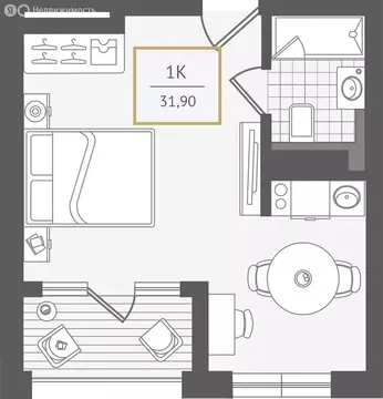 1-комнатная квартира: Сочи, улица Ленина, 280А (32.1 м)