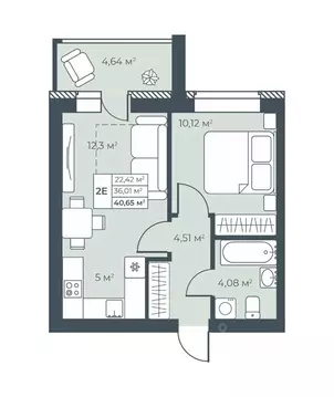 2-к кв. Нижегородская область, Выкса инженера Шухова кв-л,  (40.65 м)