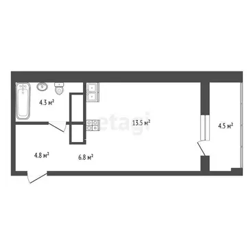 Квартира-студия: Тюмень, улица Разведчика Кузнецова, 16 (23 м)