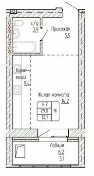 1-к кв. Алтайский край, Новоалтайск ул. Титова, 6 (32.1 м)