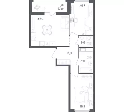 2-к кв. Ленинградская область, Всеволожский район, Свердловское ...