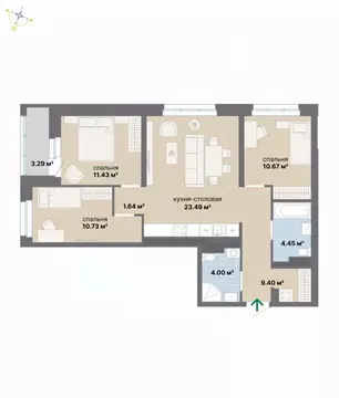 3-к кв. Свердловская область, Екатеринбург Эльмаш жилрайон,  (79.1 м)