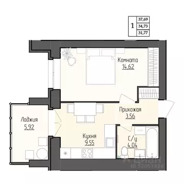 1-к кв. Ярославская область, Ярославль ул. Жуковского, 8 (34.73 м)