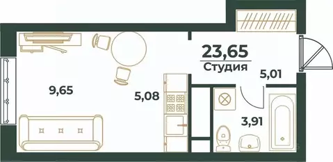 Студия Башкортостан, Уфа ул. Ивана Спатара (23.65 м)