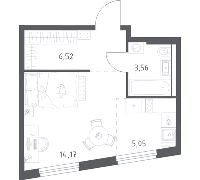 1-комнатная квартира: Уфа, улица Минигали Губайдуллина, 8к9 (29.3 м)