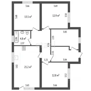 Дом в Омская область, Омский район, Богословское с/пос, с. ...