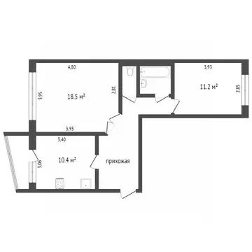 2-к кв. Ханты-Мансийский АО, Сургут ул. Лермонтова, 4/1 (55.5 м)