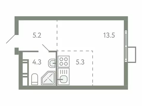 Квартира-студия: Молоково, жилой комплекс Ново-Молоково, 13 (27.8 м)