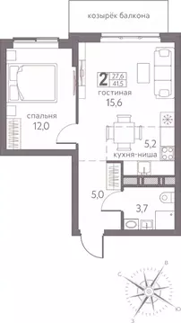Студия Пермский край, Пермь ул. Серебристая, 3А (41.5 м)