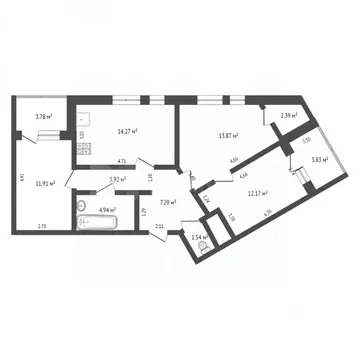 3-к кв. Тюменская область, Тюмень ул. Пожарных и Спасателей, 5к1 (76.0 ...