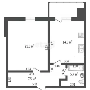 1-к кв. Калужская область, Калуга ул. Хорошая, 5 (51.8 м)