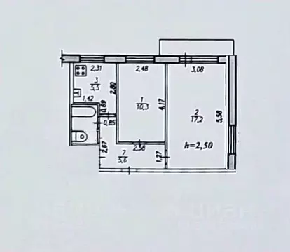 2-к кв. Хабаровский край, Хабаровск ул. Юности, 12 (43.8 м)