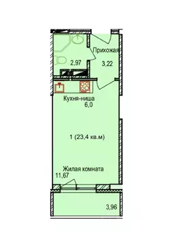 1-к кв. Новосибирская область, Новосибирск Пригородная ул., 30 (23.4 ...